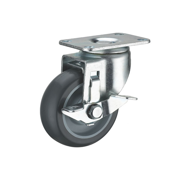 Rueda giratoria con freno lateral para carrito de compras