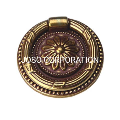 Manija de anillo de latón antiguo de 56mm, manija para muebles, herrajes para muebles, manija de aleación de zinc