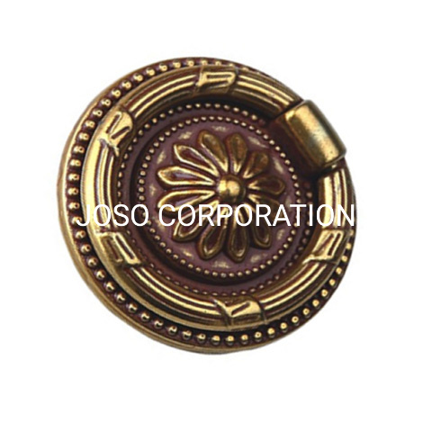 Manija de anillo de latón antiguo de 56mm, manija para muebles, herrajes para muebles, manija de aleación de zinc