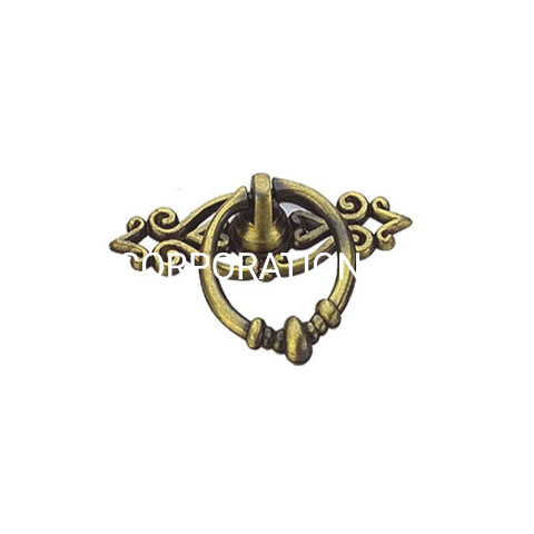 Accesorios de puerta de manija de muebles con manija de anillo de latón antiguo de aleación de zinc de 32 mm