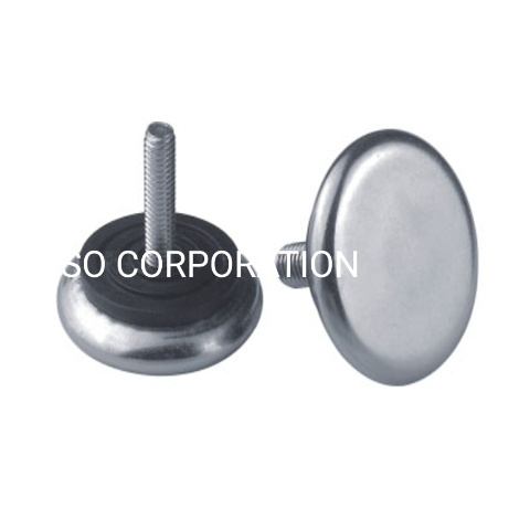 Suministro de fábrica de metal blanco M8 con tornillo ajustable de plástico para pata de mesa
