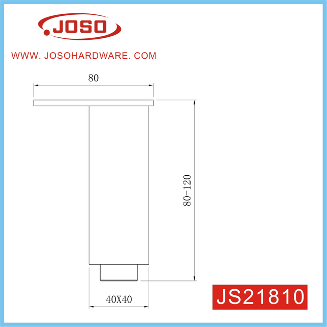 Pata de gabinete cuadrada dorada ajustable para dormitorio