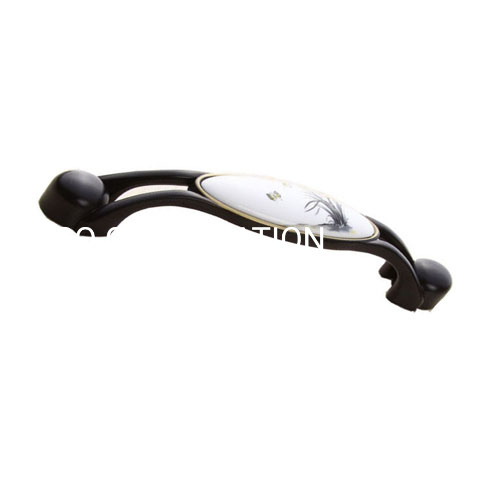 Aleación de zinc negra de moda al por mayor con manija de muebles con mango de cerámica de 96 mm