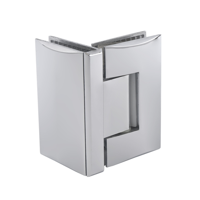 Bisagra de latón de vidrio a vidrio de 90 grados para puerta de vidrio de baño accesorios de vidrio accesorios de baño acabado de espejo
