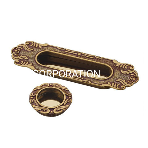 Manija de empuje de cobre antigua ovalada y redonda de estilo europeo de 26 mm