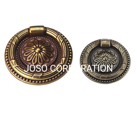 Manija de anillo de latón antiguo de 56mm, manija para muebles, herrajes para muebles, manija de aleación de zinc