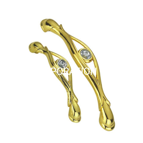 Manija del cajón del aparador de la manija del gabinete del diamante del oro de la aleación del cinc de la fuente de la fábrica