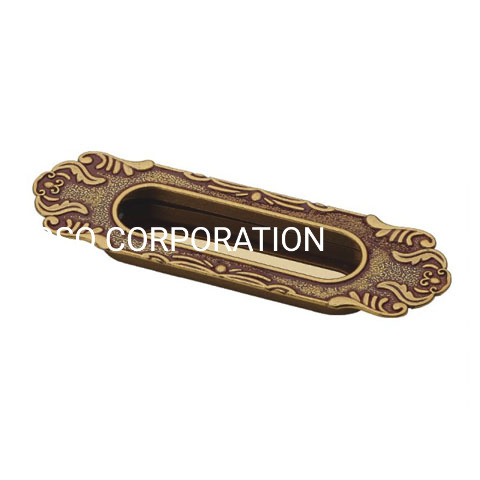 Manija de empuje de cobre antigua ovalada y redonda de estilo europeo de 26 mm