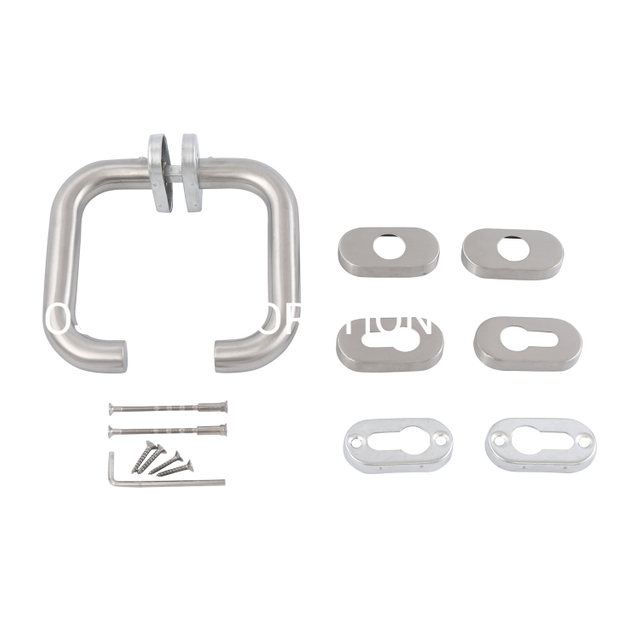 Manija de puerta de palanca tubular de vidrio, acero inoxidable 304, suministro de fábrica