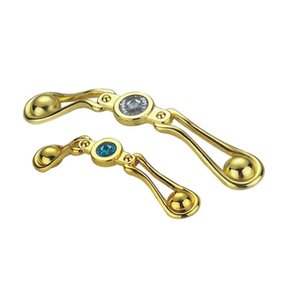 Mango de pecho con mango de diamante dorado de aleación de zinc de alta calidad de 64 mm y 96 mm