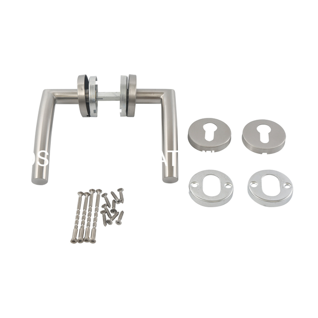 Manija de palanca de puerta de vidrio y metal popular, manija de palanca para muebles