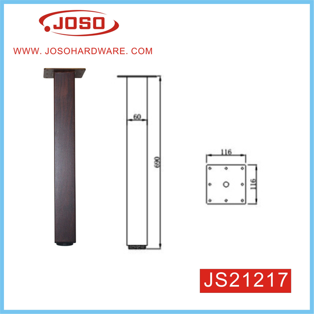 Pata de muebles cuadrada de color madera y metal personalizada para mesa de salón