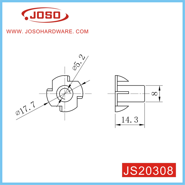Accesorios para muebles al por mayor de venta superior de tuerca en T para muebles