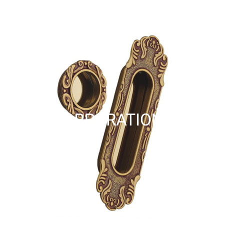 Manija de empuje de cobre antigua ovalada y redonda de estilo europeo de 26 mm