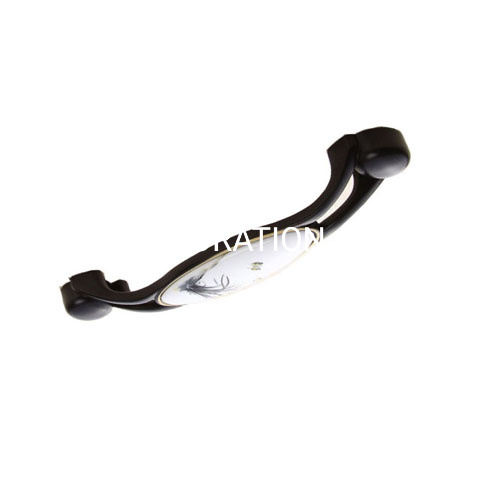 Aleación de zinc negra de moda al por mayor con manija de muebles con mango de cerámica de 96 mm