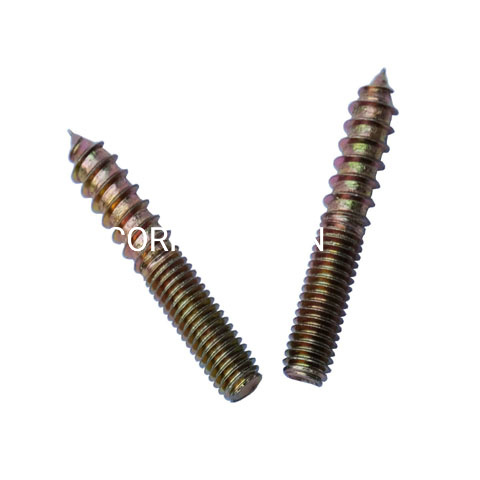 Tornillo de pasador de doble rosca de acero, herrajes para muebles, tornillo para madera, tornillo para guardarropa