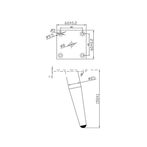 Pierna cromada brillante de acero al por mayor de los muebles de los accesorios del hardware de la pierna del sofá de 25X120m m